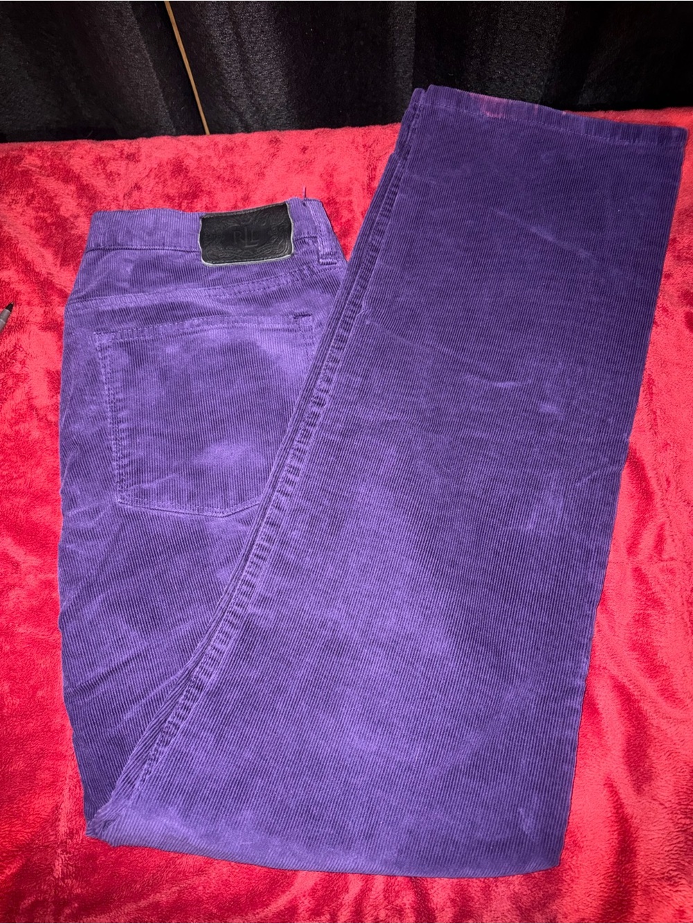 Lauren Ralph Lauren Deep Purple Wide-Leg Corduroy Pants